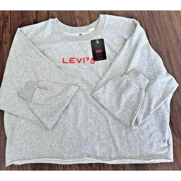 Levis Women's Plus Size Trendy Casual Lounge Sweater Starstruck Heather Gray 1X - Picture 1 of 7